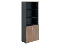 Офисный шкаф NW 2080/2 полузакрытый темный орех/антрацит
